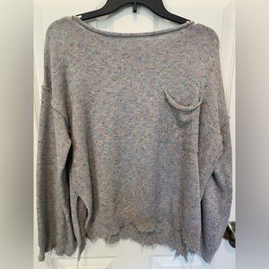 Women’s grey multicolored distressed sweater- SZ Medium